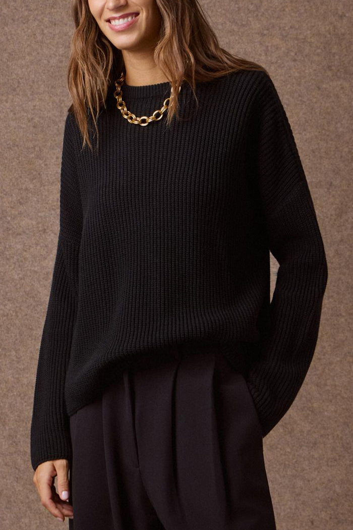 OVERSIZED KNIT PULLOVER BLACK