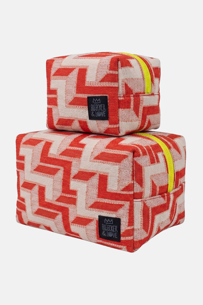 COSMETIC POUCH "PONZA" RED/ECRU