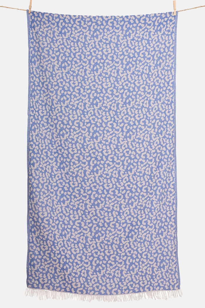 WOVEN BEACH TOWEL "LEOPARD" BLUE