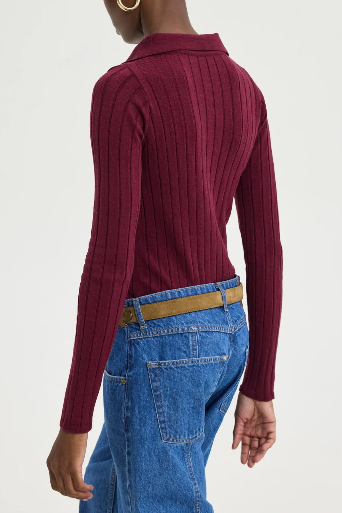 SLIM VISCOSE POLO PULLOVER "SPECTER" BORDEAUX