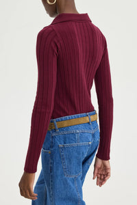 SLIM VISCOSE POLO PULLOVER "SPECTER" BORDEAUX