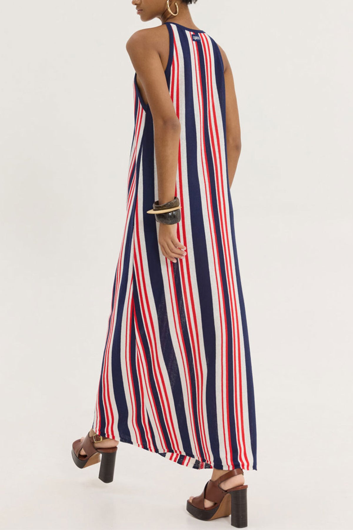 SLEEVELESS KNIT DRESS "BRID" NAVY/RED/WHITE