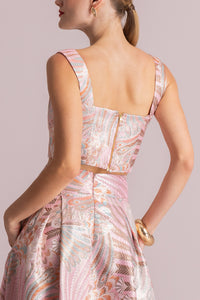 CROPPED TOP "BROCADE" MULTICOLOR