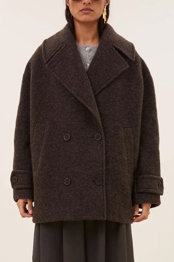 OVERSIZED WOOL COAT BROWN MELEE