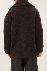 OVERSIZED WOOL COAT BROWN MELEE