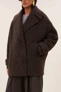 OVERSIZED WOOL COAT BROWN MELEE