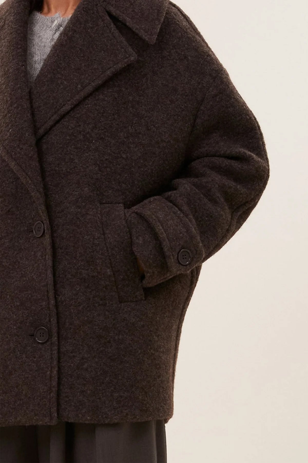 OVERSIZED WOOL COAT BROWN MELEE