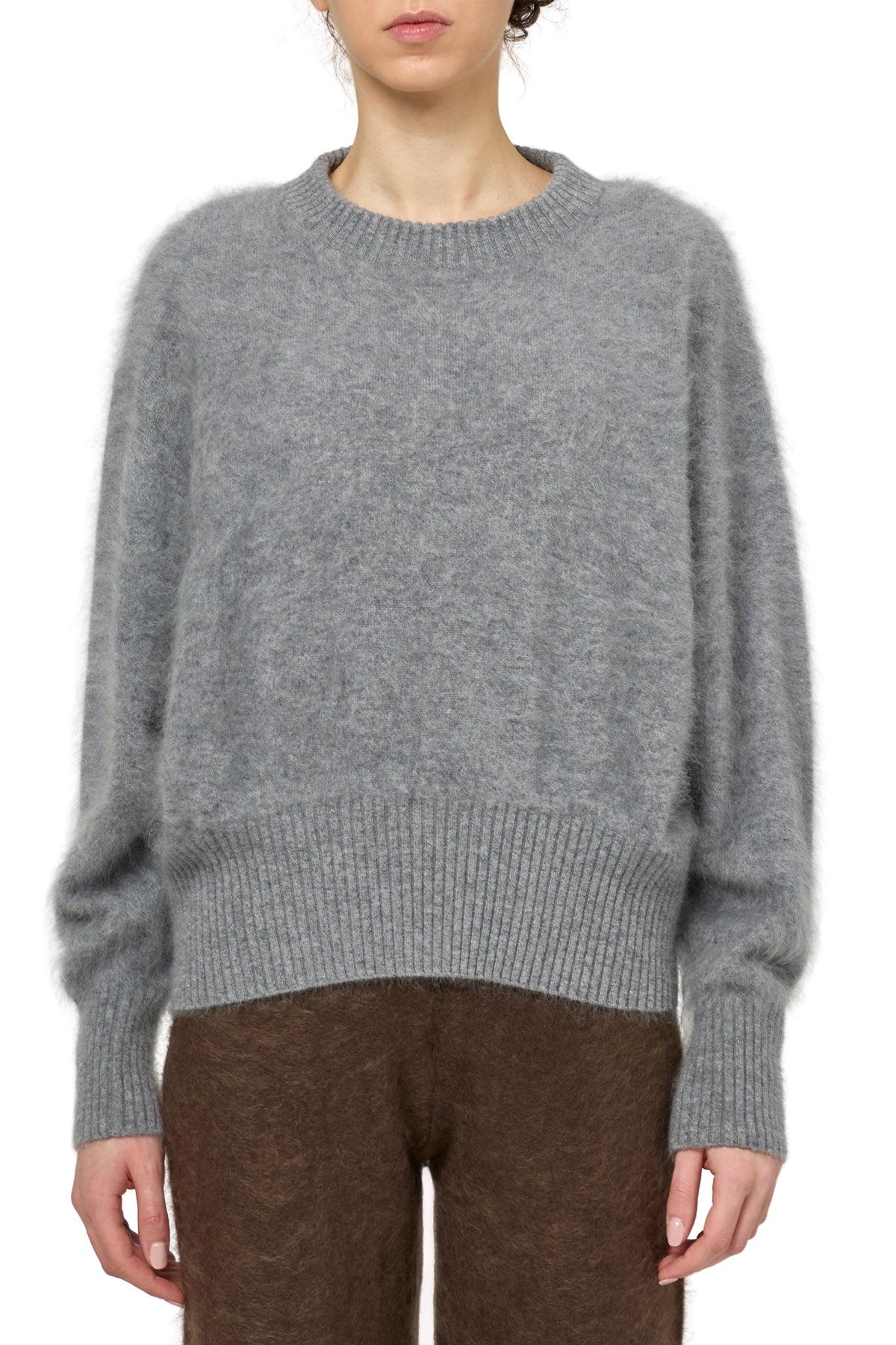 OVERSIZED BRUSHED CASHMERE PULLOVER LIGHT GREY