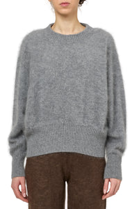 OVERSIZED BRUSHED CASHMERE PULLOVER LIGHT GREY
