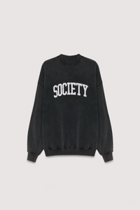 OVERSIZED COTTON SWEATER "SOCIETY“ WASHED GREY