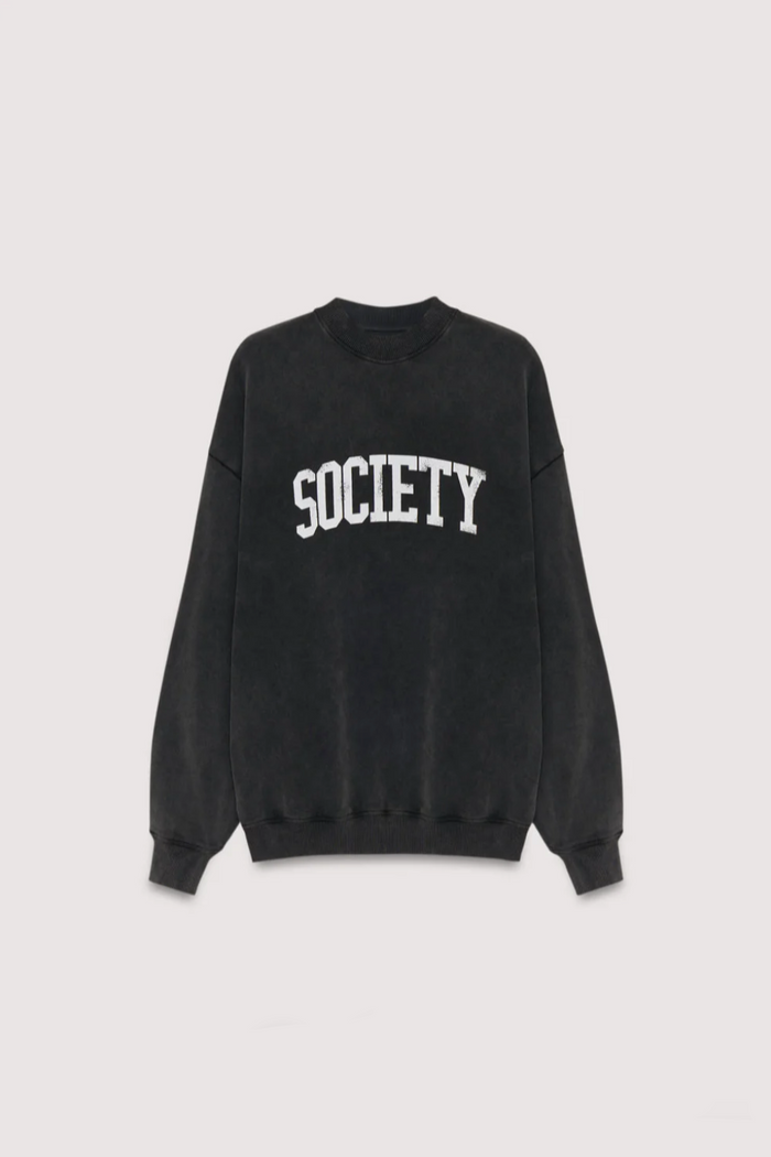 OVERSIZED COTTON SWEATER "SOCIETY“ WASHED GREY