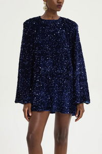VERY SHORT DRESS WITH SEQUINS BLUE