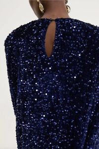 VERY SHORT DRESS WITH SEQUINS BLUE