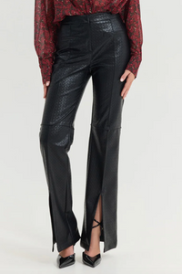 STRUCTURED VEGAN LEATHER PANTS BLACK