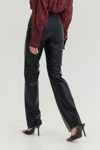 STRUCTURED VEGAN LEATHER PANTS BLACK