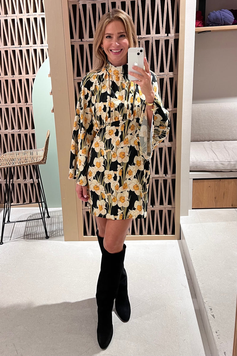 MINI TURTLENECK DRESS "NARCISSE” MULTICOLOR