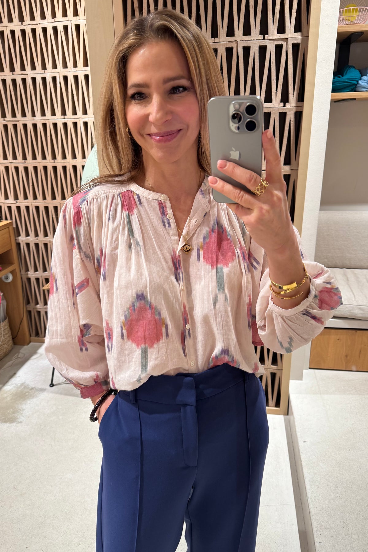 ORGANIC COTTON BLOUSE IVORY/MULTICOLOR