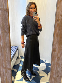 VEGAN LEATHER SKIRT BLACK