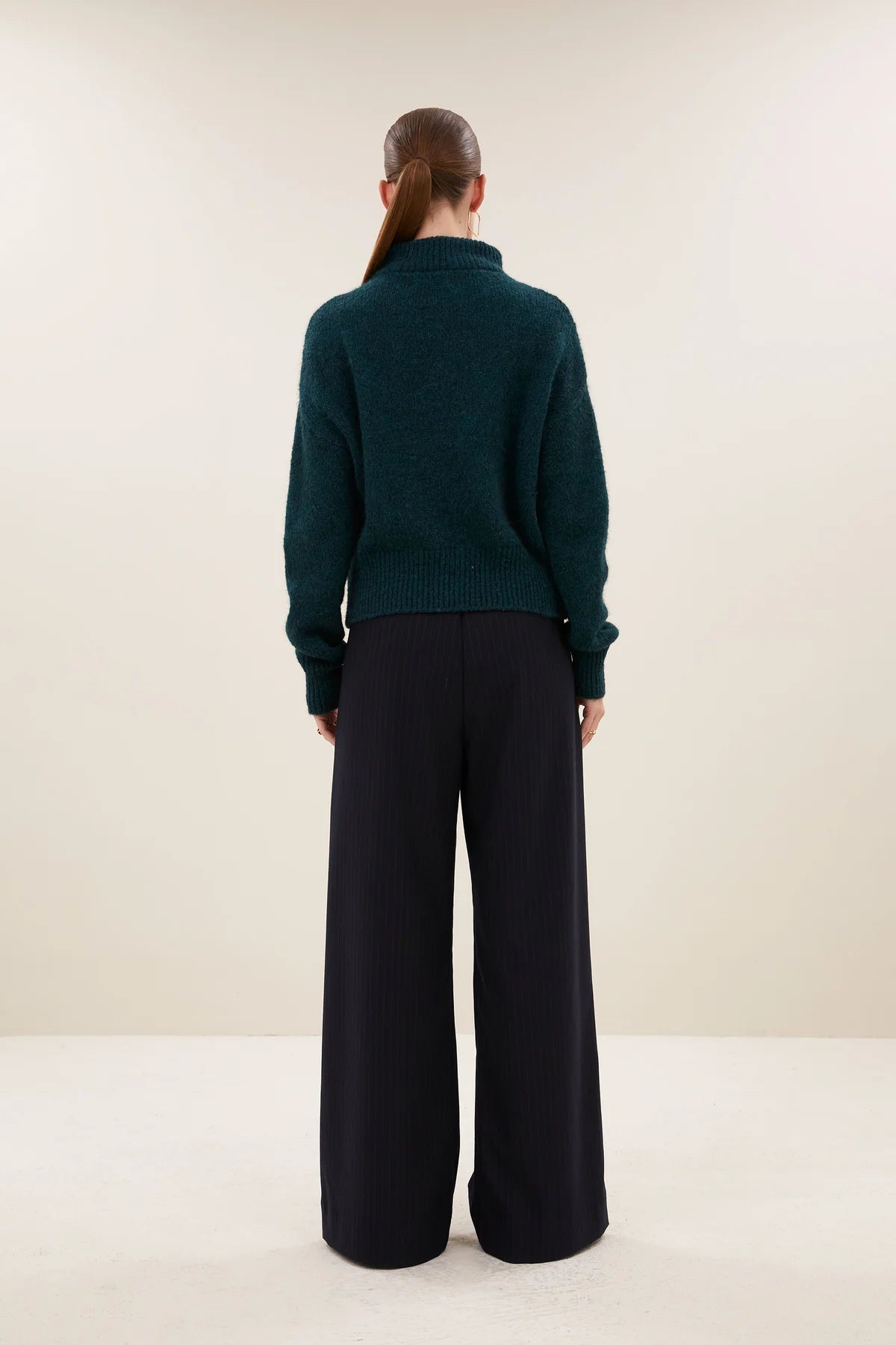 OVERSIZED PULLOVER WITH ZIPPER FOREST GREEN