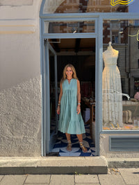 OVERSIZED SILK-COTTON TUNIC DRESS MINT