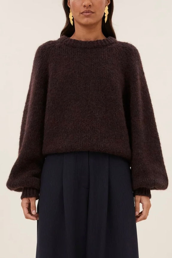 OVERSIZED ALPACA PULLOVER CHOCOLATE BROWN