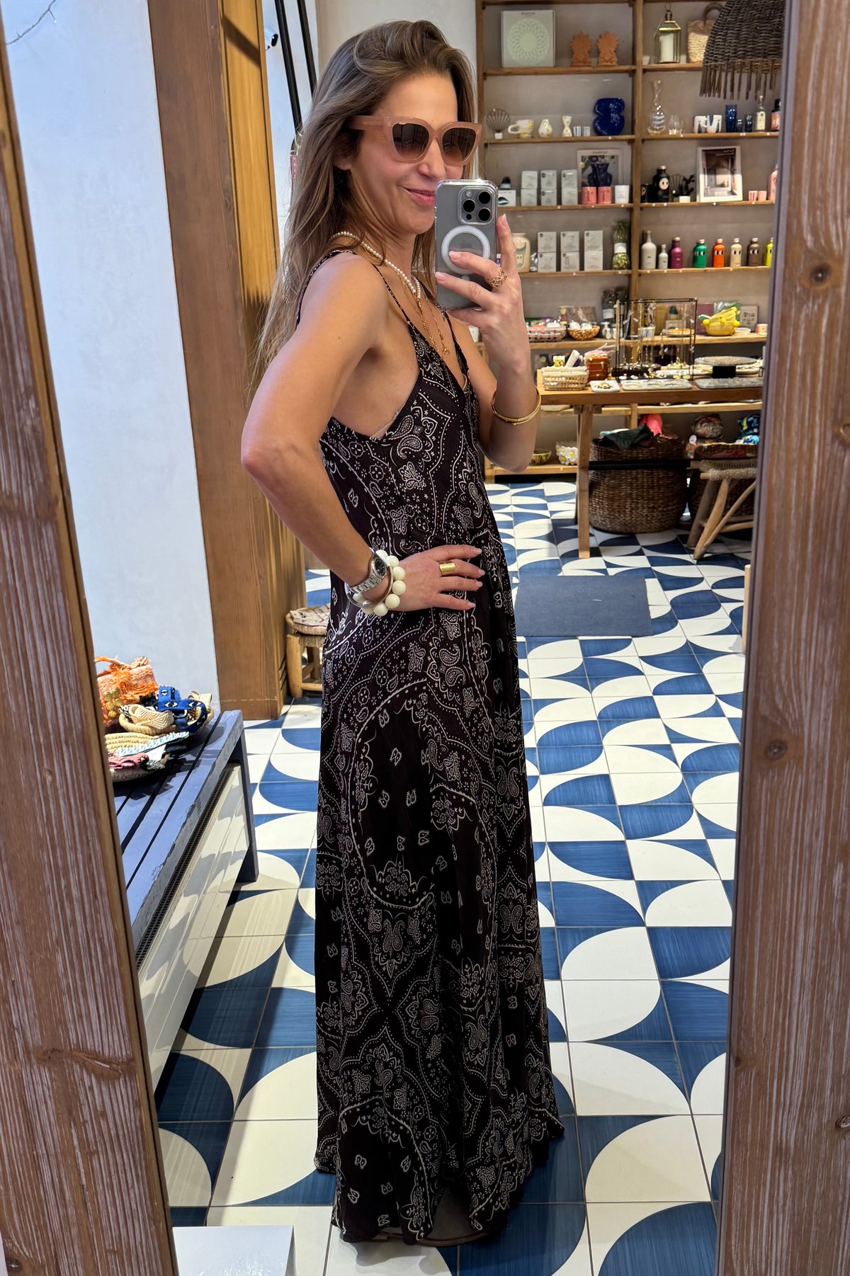 STRAPPY VISCOSE DRESS „BANDANA“ CHOCOLAT