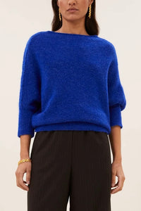 OVERSIZED ALPACA PULLOVER "KYOTO" QUEENS BLUE