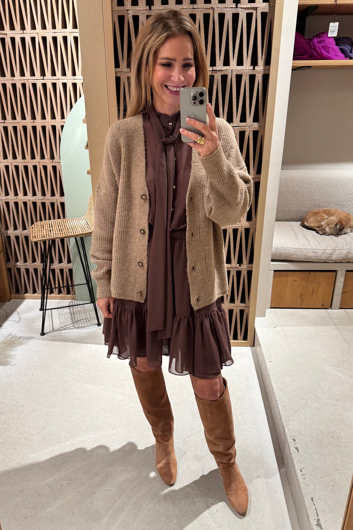 OVERSIZED KNIT CARDIGAN CAMEL