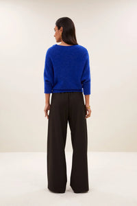 OVERSIZED ALPACA PULLOVER "KYOTO" QUEENS BLUE