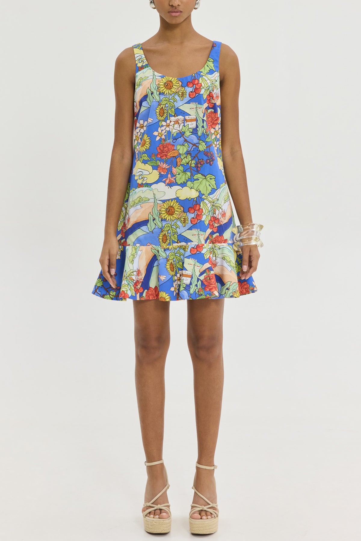 MINI COTTON DRESS "CALAN" BLUE/MULTICOLOR