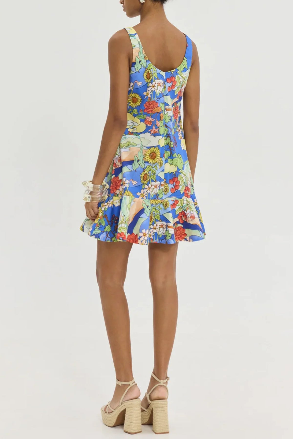 MINI COTTON DRESS "CALAN" BLUE/MULTICOLOR