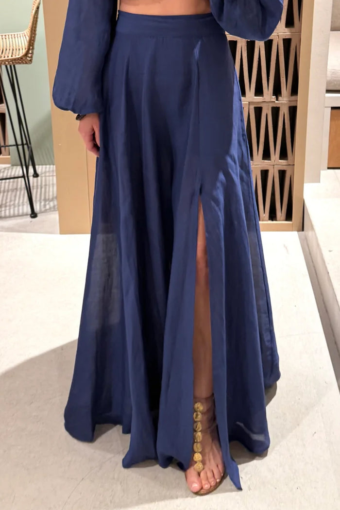 LONG SLITTED MAXI SKIRT "CALLISTA" BLUE