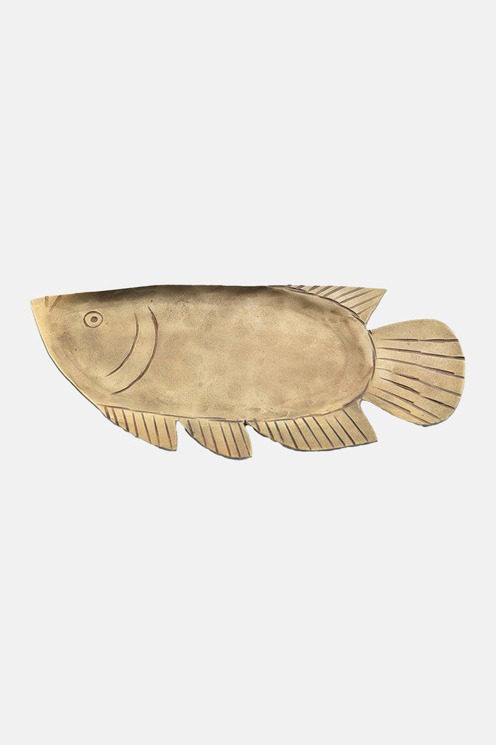 HANDMADE FISH PLATE "CATCH OF THE TRAY" GOLD