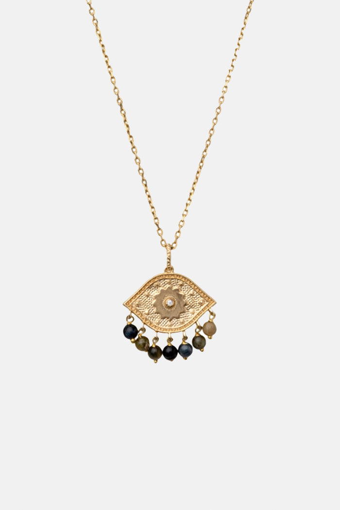 NECKLACE "EVIL EYE PAISLEY" GOLD/CATS EYE