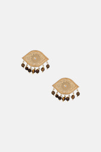 EARRINGS "EYE PAISLEY" GOLD/CATS EYE
