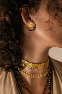EARRINGS "EYE PAISLEY" GOLD/CATS EYE