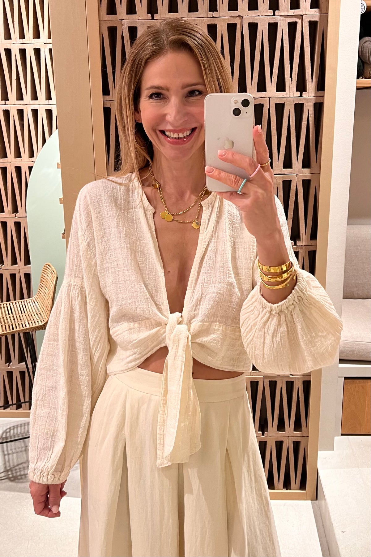 LONGSLEEVE MUSSELINE TOP "PATMOS" NATURAL
