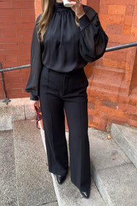 HIGHWAIST WIDE LEG PANTS BLACK