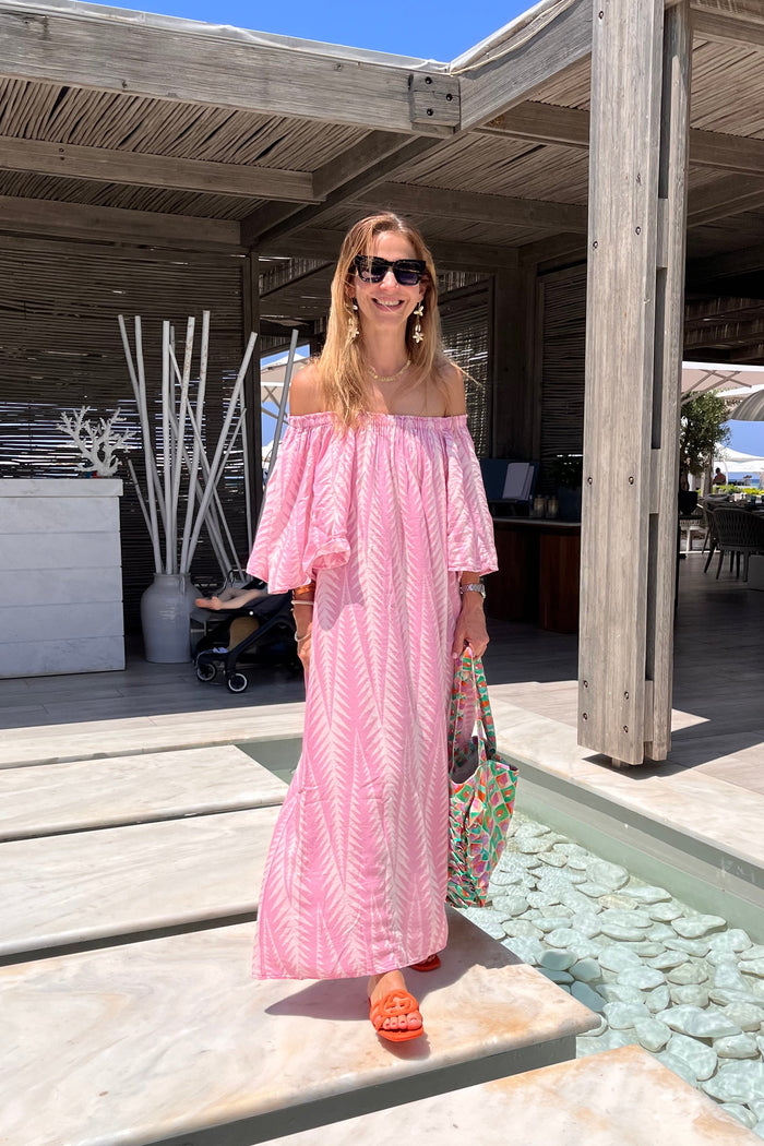 OVERSIZED OFF-SHOULDER DRESS "FINIKAS" PINK