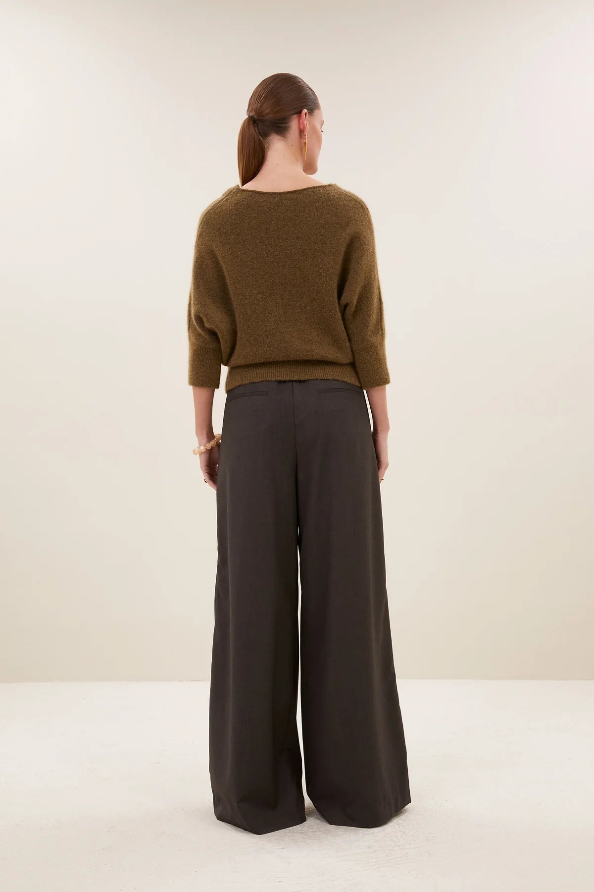 OVERSIZED ALPACA PULLOVER "KYOTO" GOLDEN OLIVE