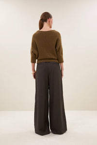 OVERSIZED ALPACA PULLOVER "KYOTO" GOLDEN OLIVE