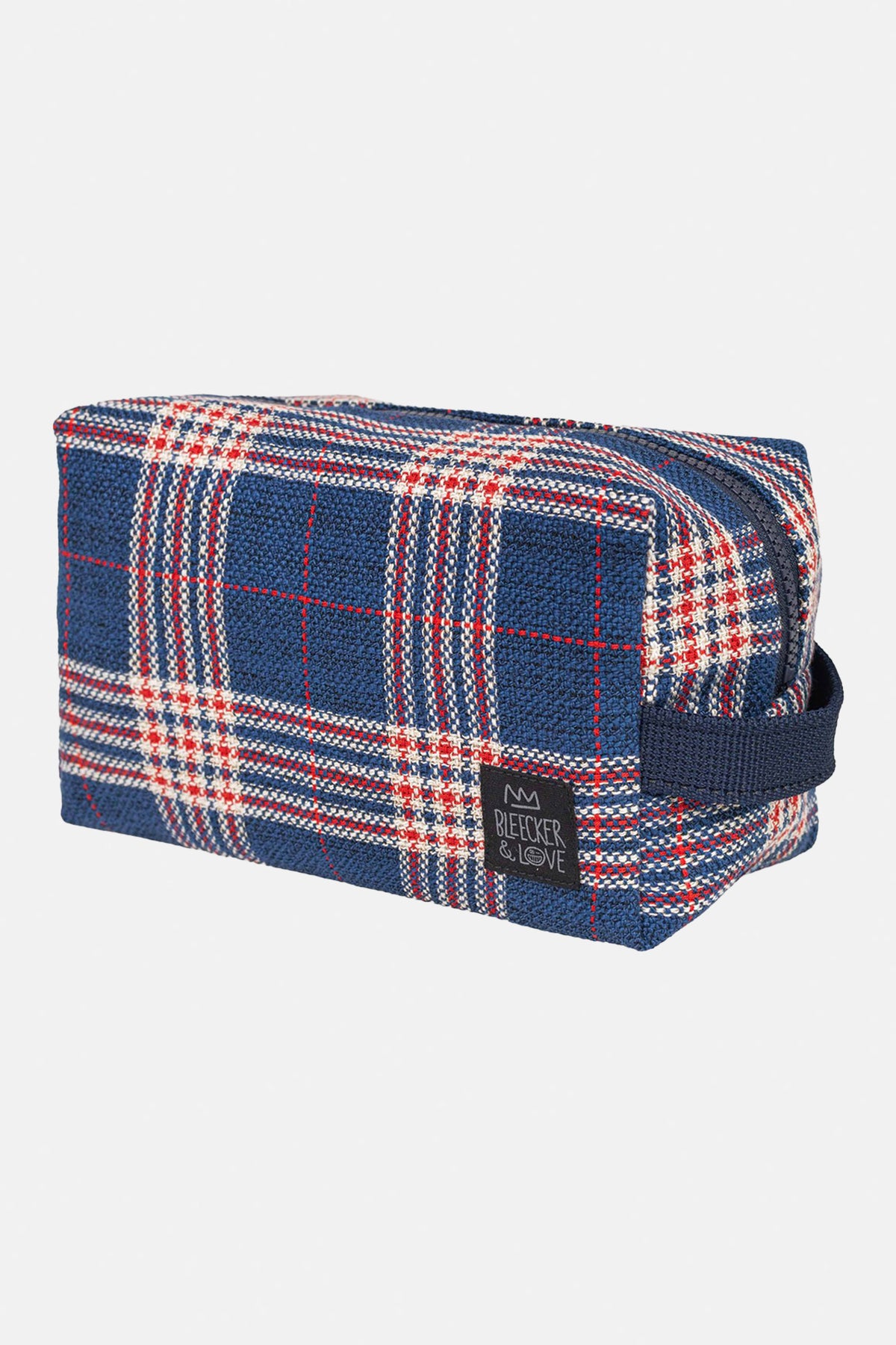 COSMETIC POUCH "CHECK" NAVY/RED/WHITE