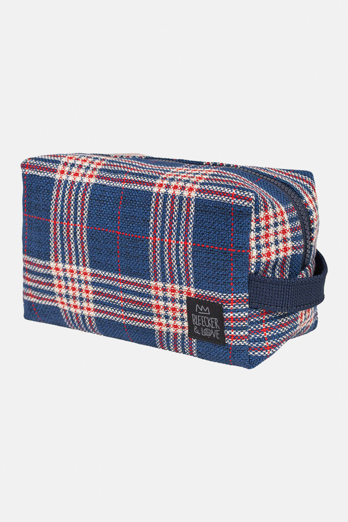 COSMETIC POUCH "CHECK" NAVY/RED/WHITE