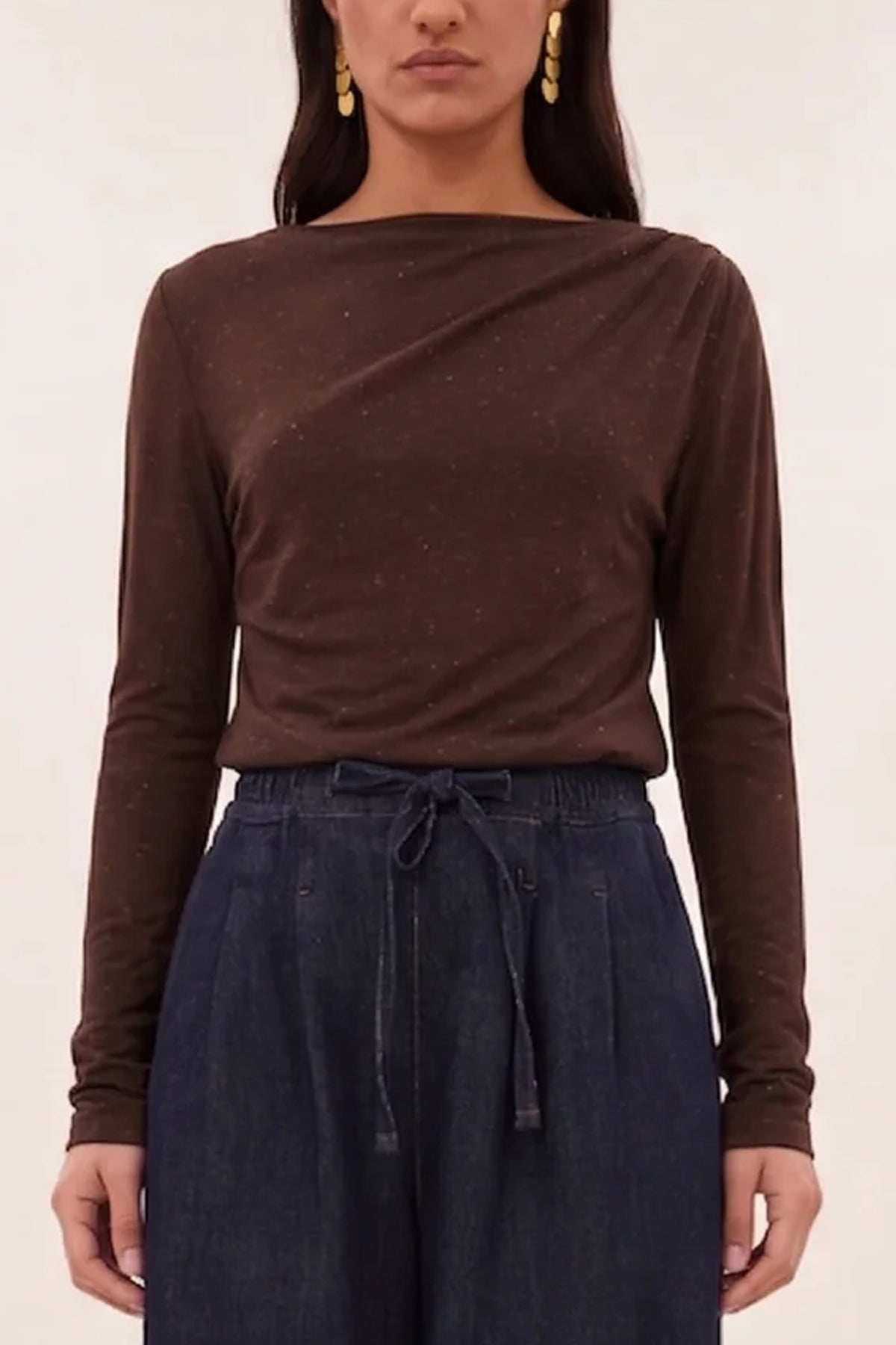 VISCOSE LONGSLEEVE WITH LUREX CHOCOLATE