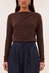 VISCOSE LONGSLEEVE WITH LUREX CHOCOLATE