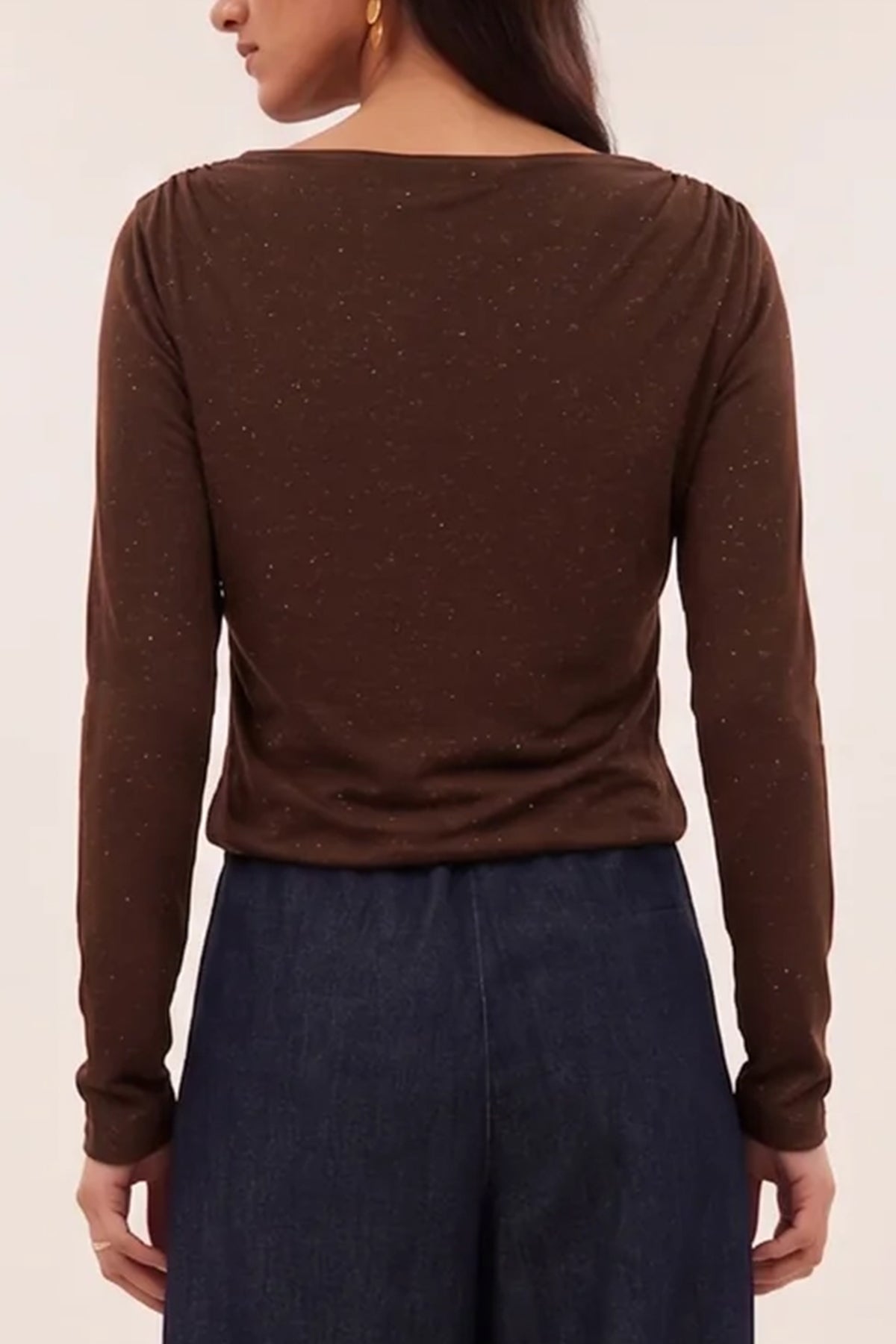 VISCOSE LONGSLEEVE WITH LUREX CHOCOLATE