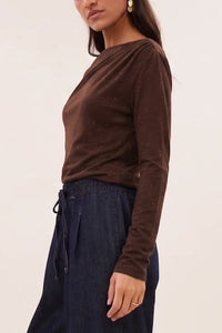 VISCOSE LONGSLEEVE WITH LUREX CHOCOLATE