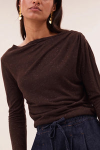 VISCOSE LONGSLEEVE WITH LUREX CHOCOLATE