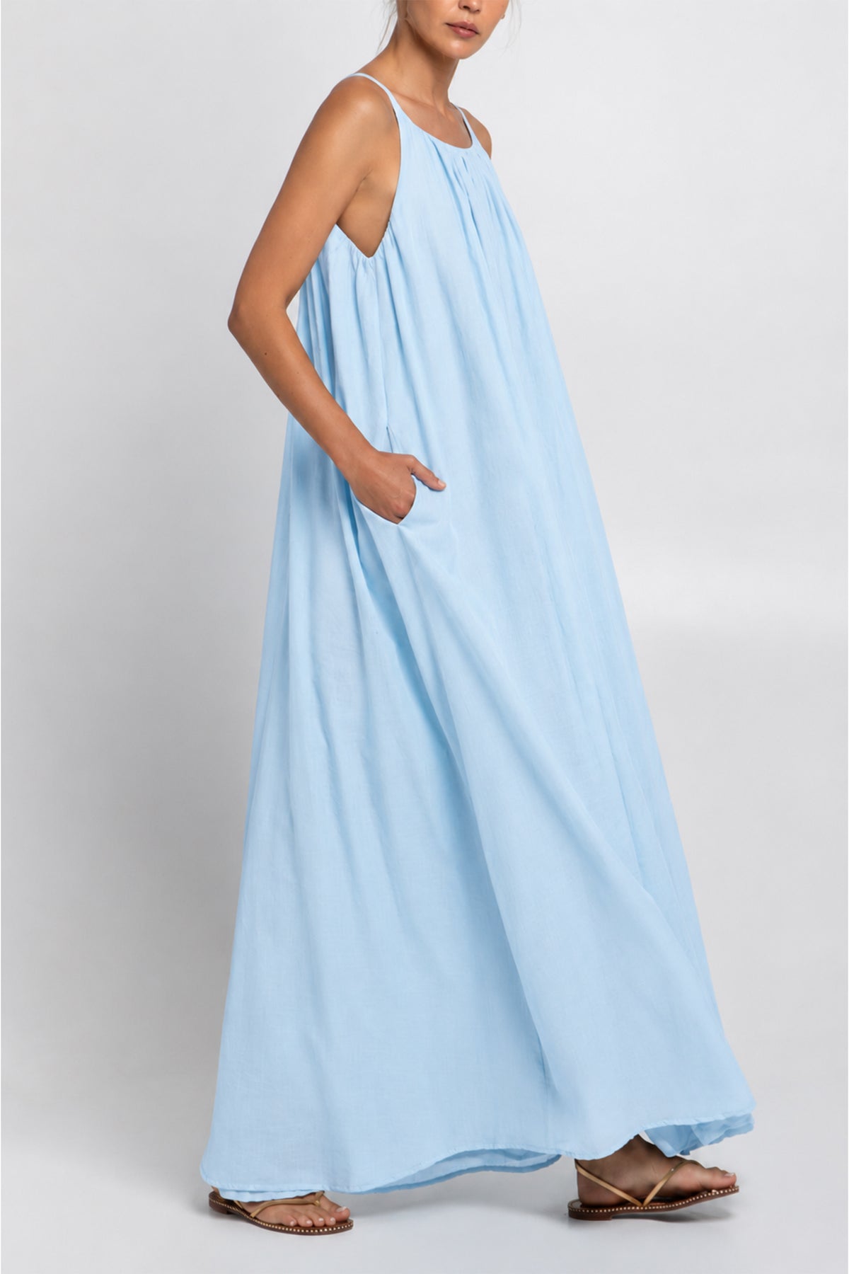 LONG SLEEVELESS COTTON DRESS "GAUZE" CIEL
