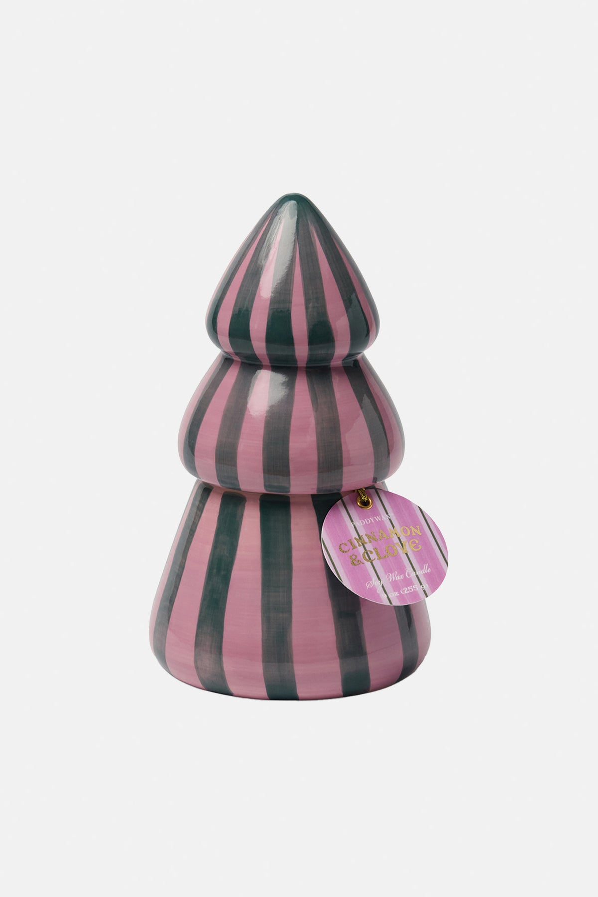 CERAMIC TREE CANDLE "CINNAMON & CLOVE“ GREEN/PINK